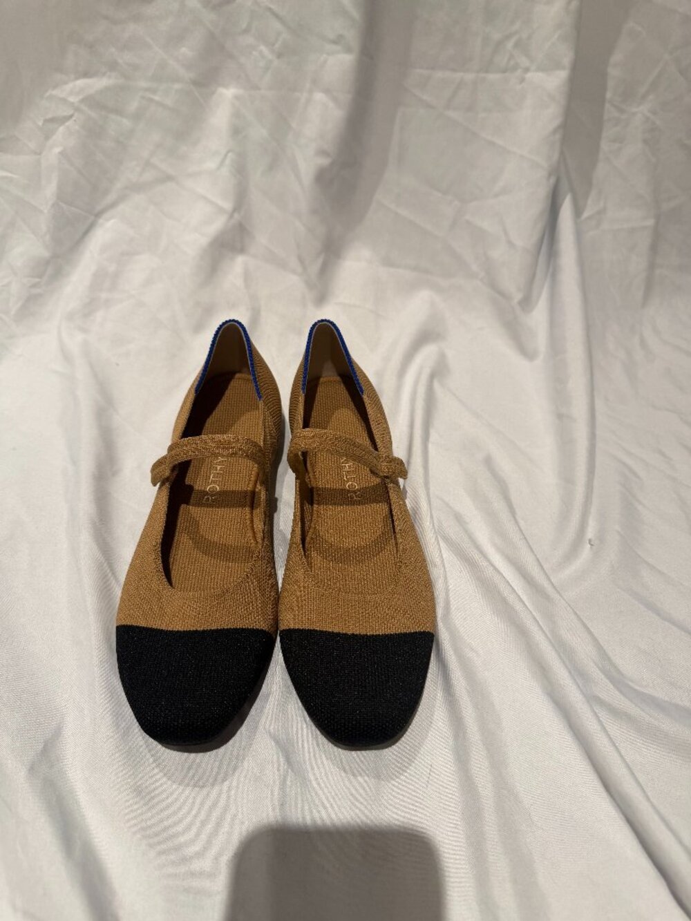 Rothy's The Mary Jane Camel Black Cap Toe Size 7 NWOB